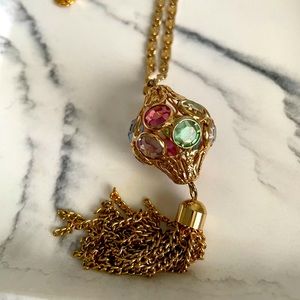 Multicolor Gem Pendant with Chain Tassel
